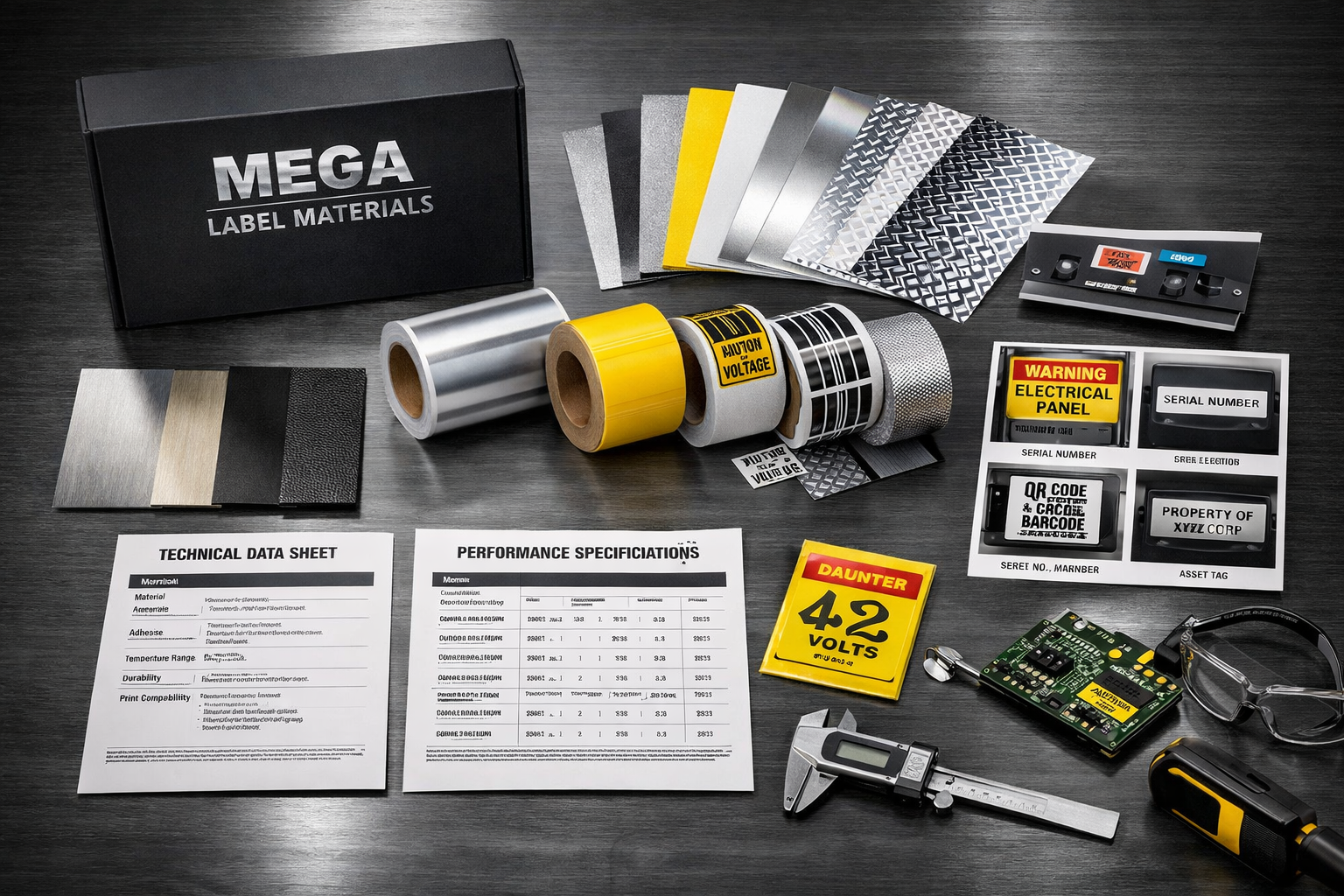 Sample packs, label materials, specifications, and product examples