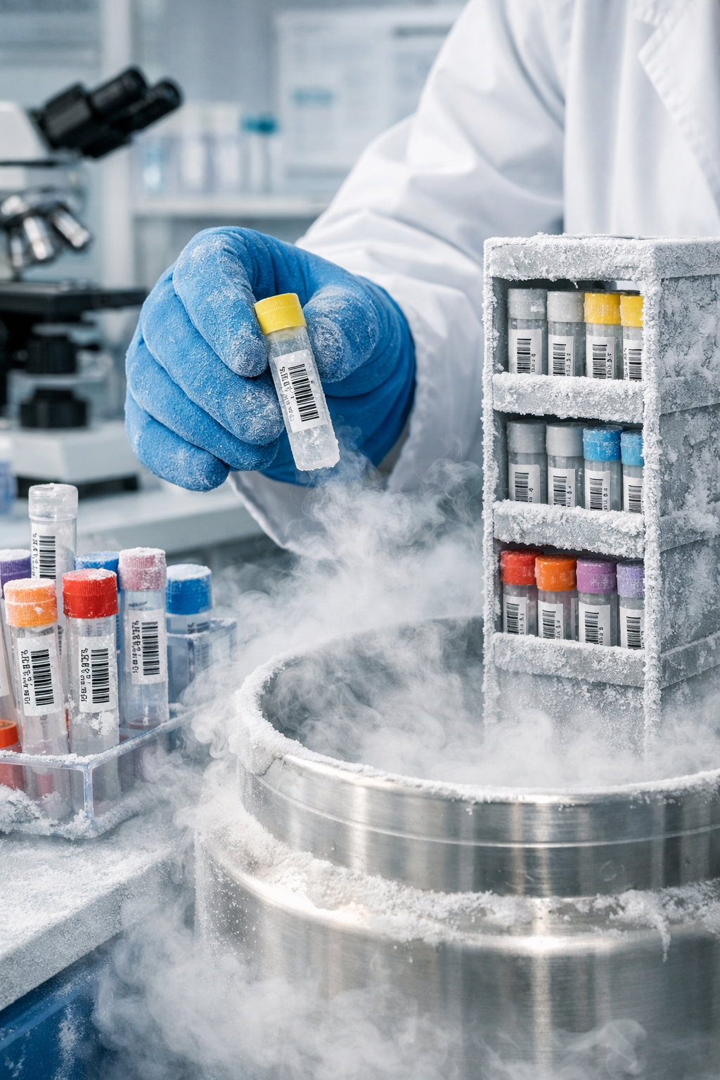 Cryogenic labels on laboratory sample tubes
