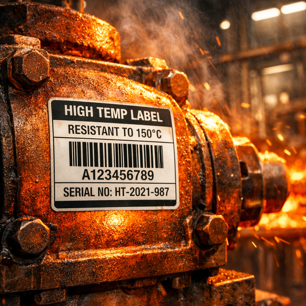 Heat-resistant label applied to high-temperature equipment