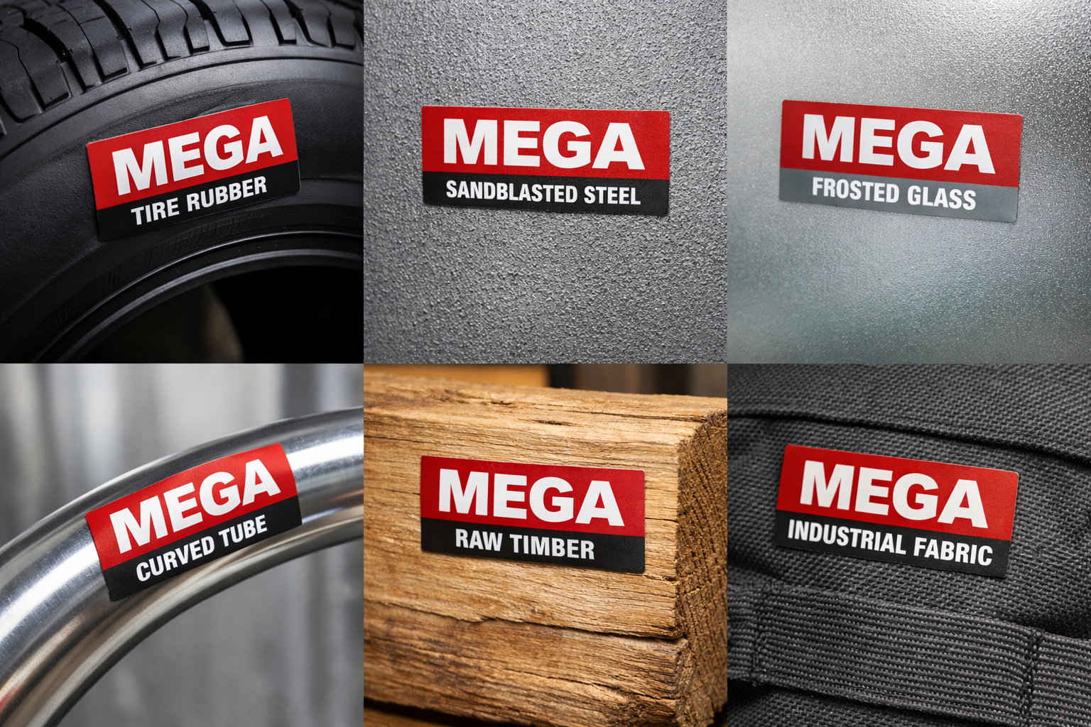 Industrial label rolls, finished labels, and product applications